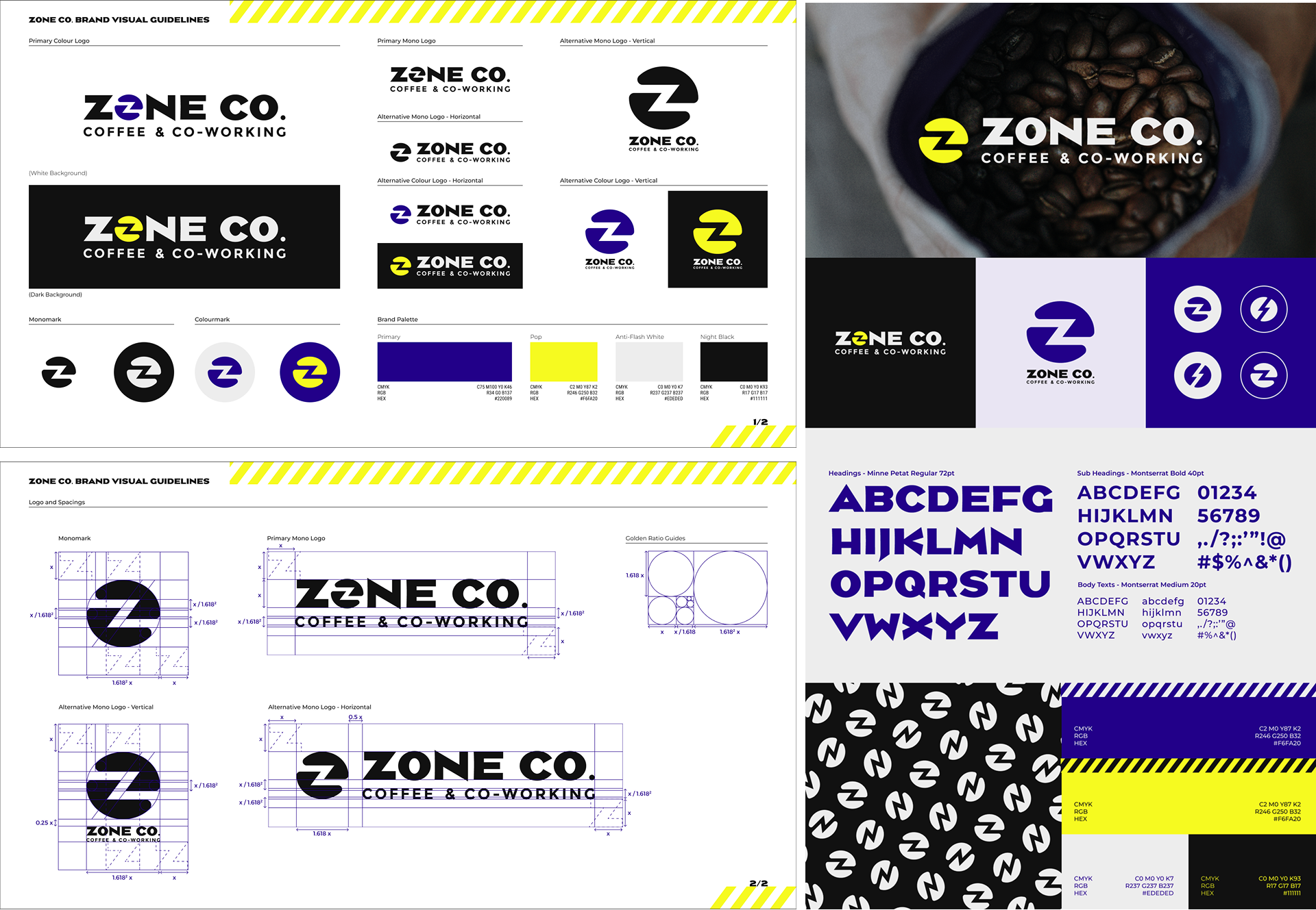 One-page brand style guide for ZONE Co., including the overall brand style and detailed logo guidelines.